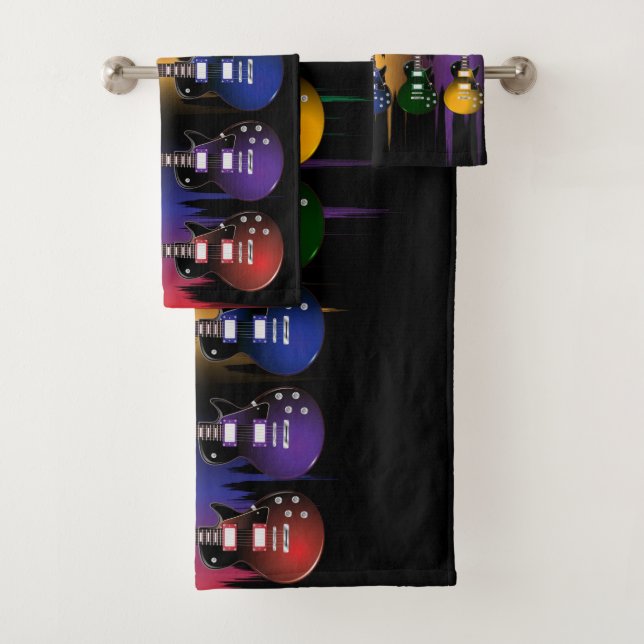 Colourful Guitars Bath Towel Set (Insitu)