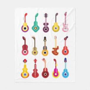 Colourful guitars fleece blanket