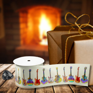 Colourful guitars satin ribbon