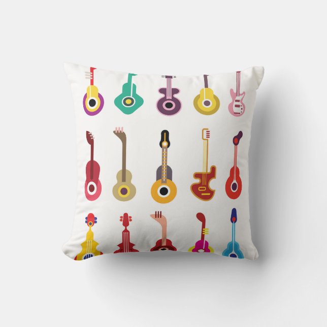 Colourful guitars throw pillow (Front)