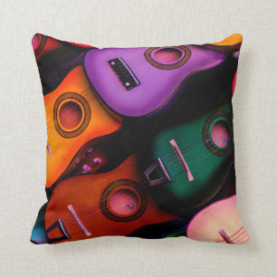 Colourful Guitars Throw Pillow