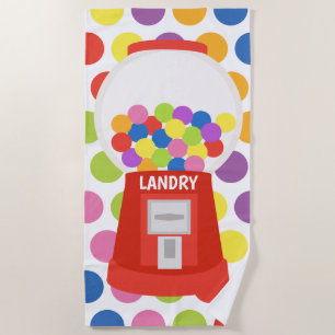 Colourful Gumball Machine Personalized Beach Towel