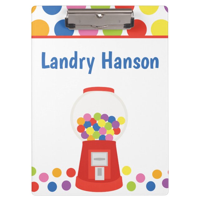 Colourful Gumballs Personalized Clipboard (Front)