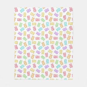 Colourful Gummy Bear Pattern Cute Candy Rainbow Fleece Blanket