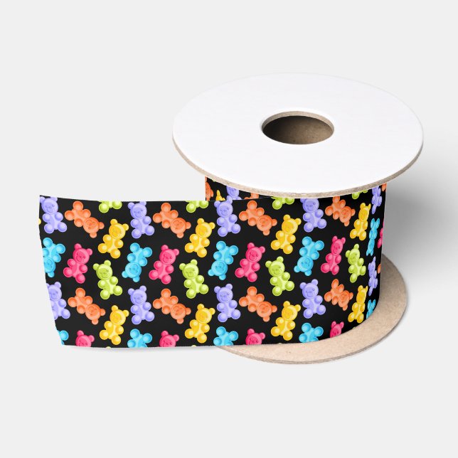 Colourful Gummy Candy Bears  Satin Ribbon (Spool)