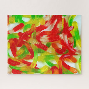 Colourful gummy worm candy jigsaw puzzle