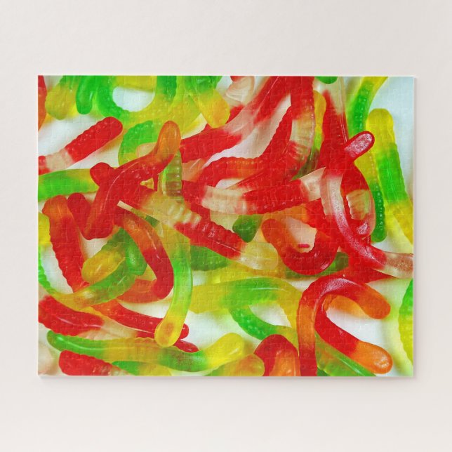 Colourful gummy worm candy jigsaw puzzle (Horizontal)