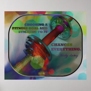 Colourful Gym Poster with Weights 004