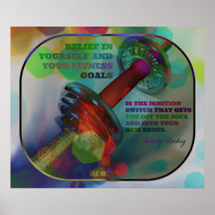 Colourful Gym Poster with Weights 009