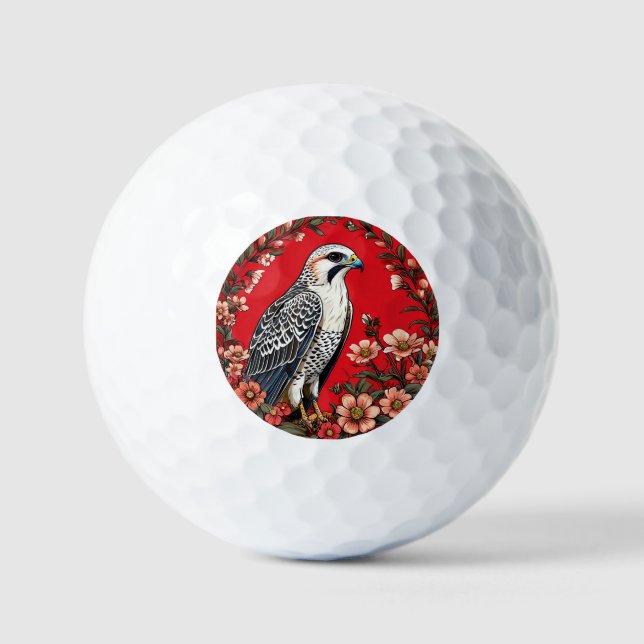 Colourful Gyrfalcon Bird Golf Balls (Front)