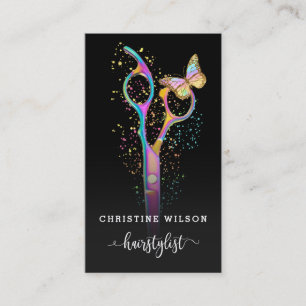 colourful hairdresser scissors butterfly business card
