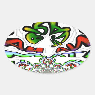 Colourful Hakuna Matata Graffiti Art Print Oval Sticker