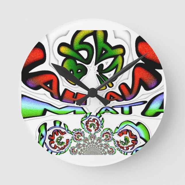 Colourful Hakuna Matata Graffiti Art Print Round Clock (Front)