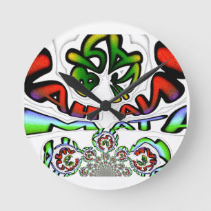 Colourful Hakuna Matata Graffiti Art Print Round Clock