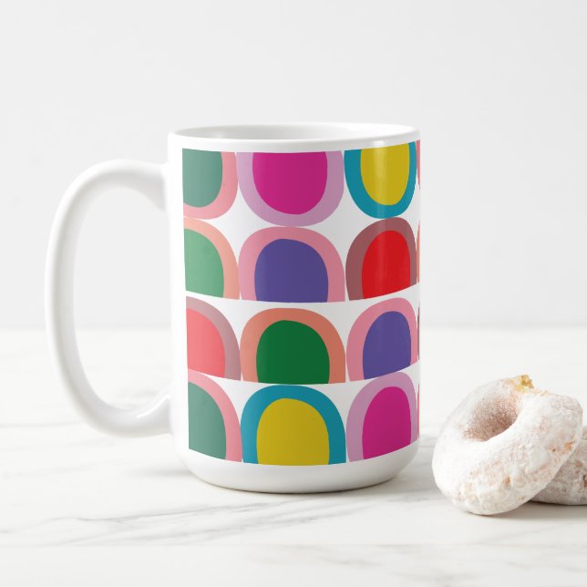 Colourful Half Circle Geometric Coffee Mug (With Donut)