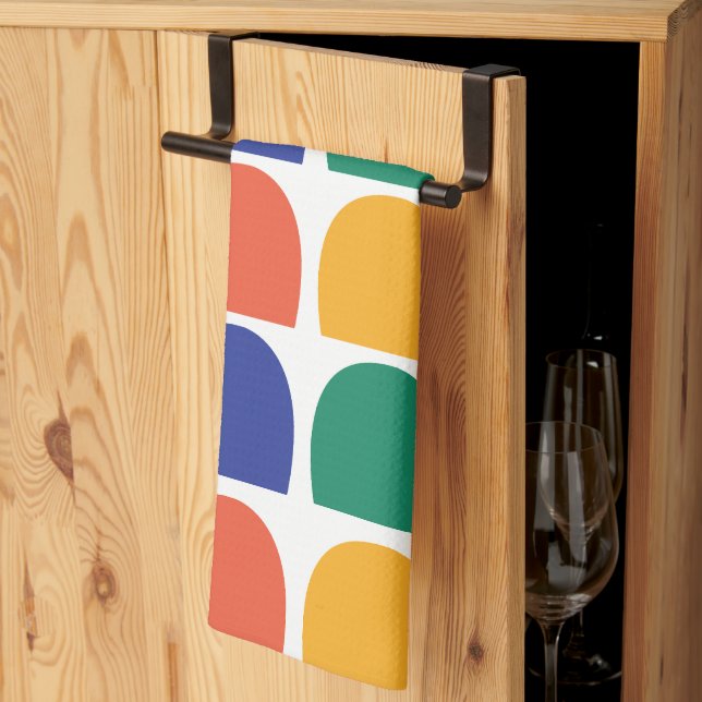 Colourful Half Circle Geometric Kitchen Towel (Thirds Fold)