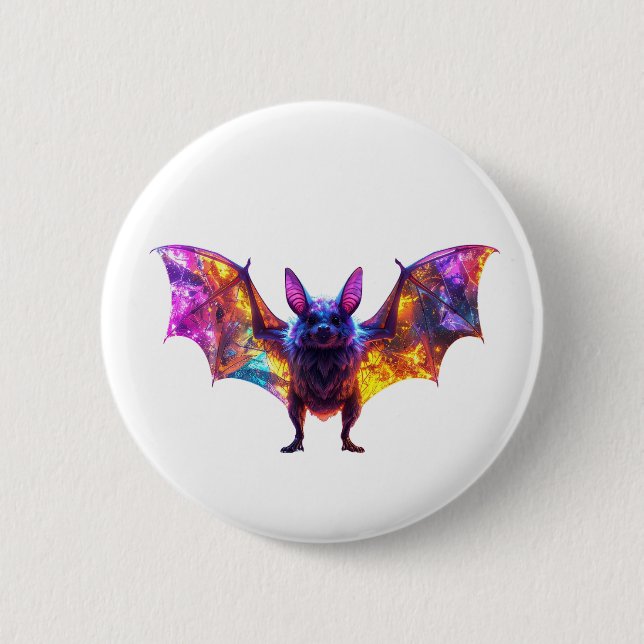 Colourful Halloween Bat 2 Inch Round Button (Front)
