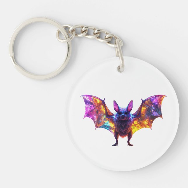 Colourful Halloween Bat Keychain (Front)