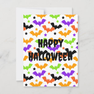 Colourful Halloween Bats Postcard