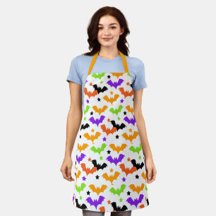 Colourful Halloween Bats Shower Curtain Apron