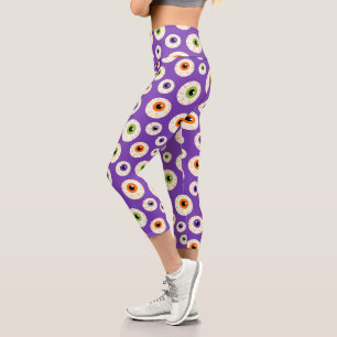 Colourful Halloween Eyeballs Pattern Capri Leggings