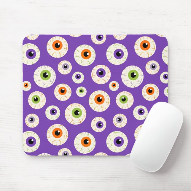 Colourful Halloween Eyeballs Pattern Mouse Pad (With Mouse)