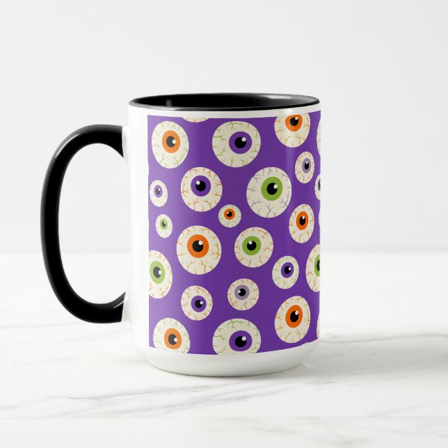 Colourful Halloween Eyeballs Pattern Mug (Left)