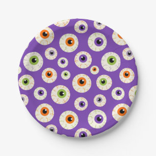 Colourful Halloween Eyeballs Pattern Paper Plate