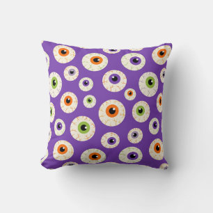 Colourful Halloween Eyeballs Pattern Throw Pillow