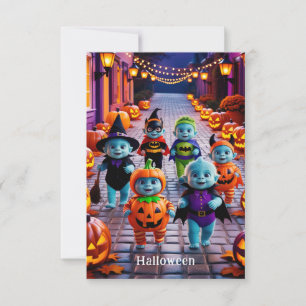 Colourful Halloween Parade with Costumed Character Card