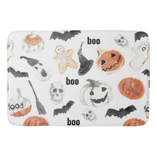 Colourful Halloween Scary Pattern Happy Halloween Bath Mat