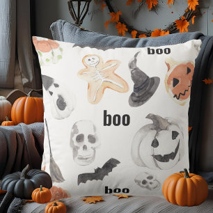 Colourful Halloween Scary Pattern Happy Halloween Outdoor Pillow