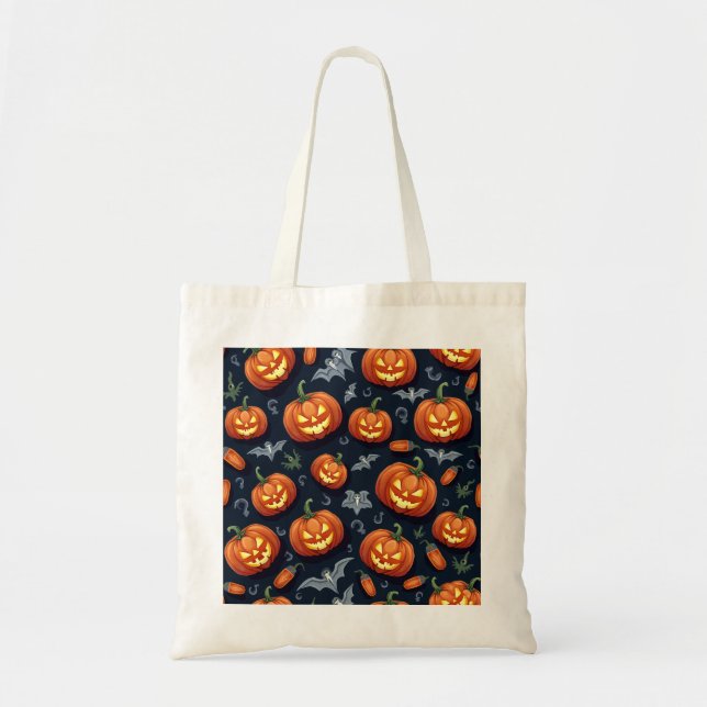 Colourful Halloween Scary Pattern |Happy Halloween Tote Bag (Front)