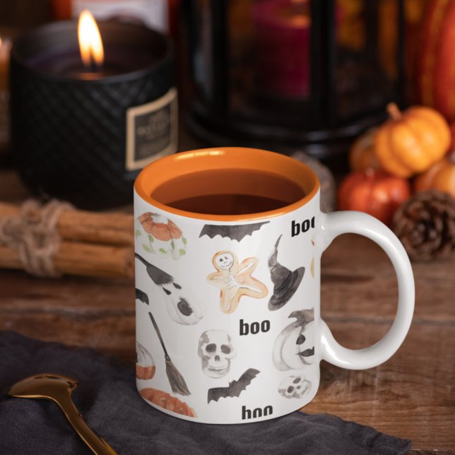 Colourful Halloween Scary Pattern  Two-Tone Coffee Mug (Creator Uploaded)