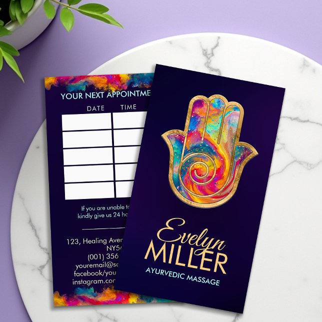 Colourful Hamsa Hand Energy Spiral  Business Card (Creator Uploaded)