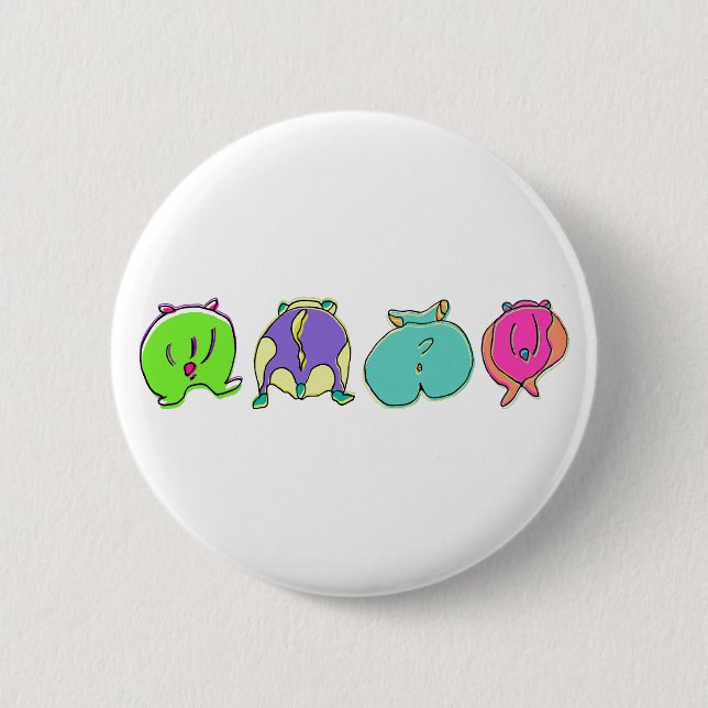 Colourful Hamster Butts 2 Inch Round Button (Front)