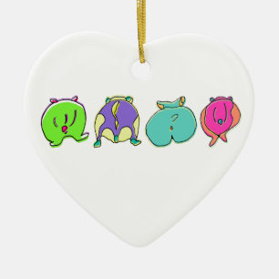 Colourful Hamster Butts Ceramic Ornament
