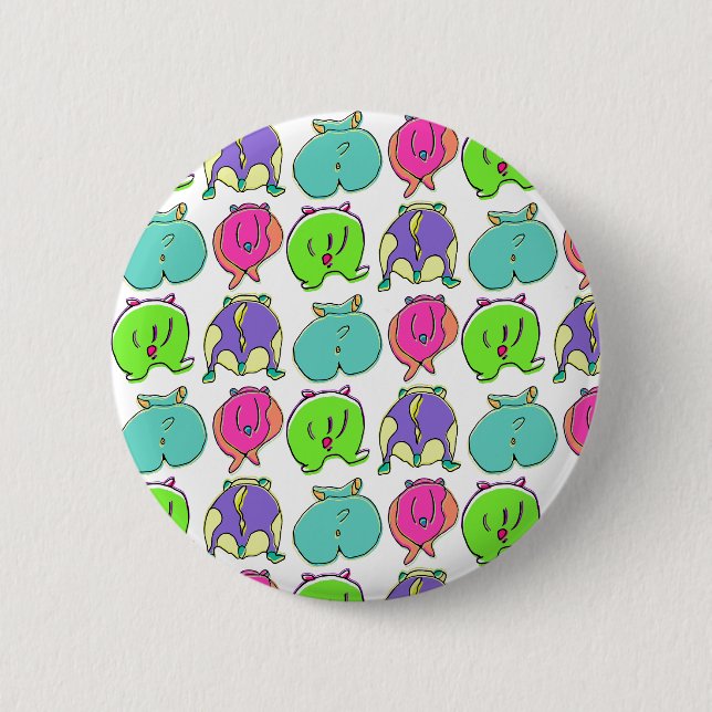 Colourful Hamster Butts Pattern 2 Inch Round Button (Front)