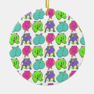 Colourful Hamster Butts Pattern Ceramic Ornament