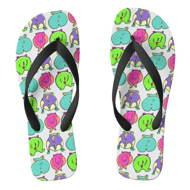 Colourful Hamster Butts Pattern Flip Flops (Footbed)