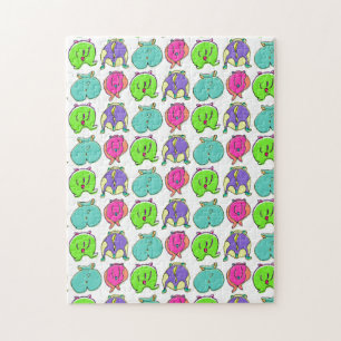 Colourful Hamster Butts Pattern Jigsaw Puzzle