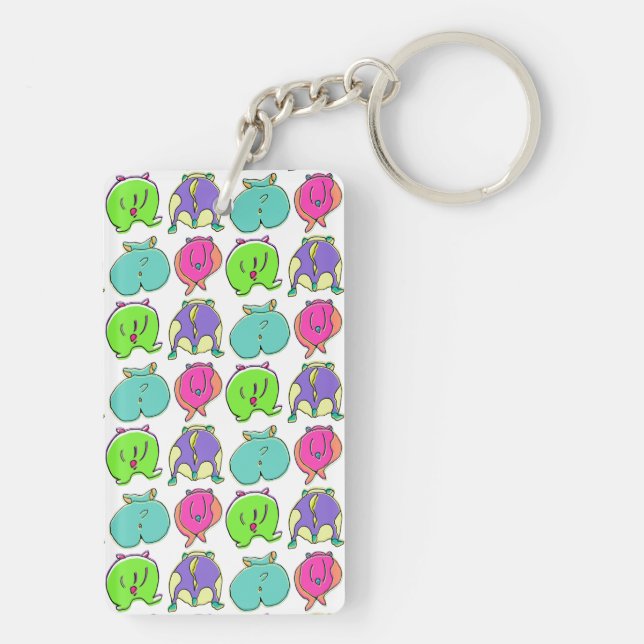 Colourful Hamster Butts Pattern Keychain (Back)