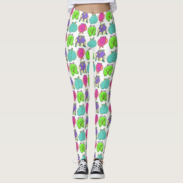 Colourful Hamster Butts Pattern Leggings (Front)