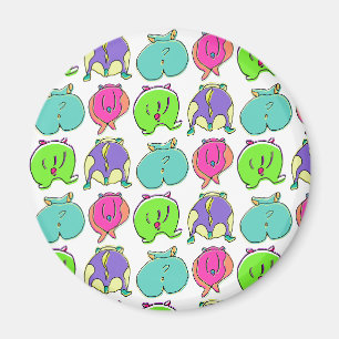 Colourful Hamster Butts Pattern Magnet
