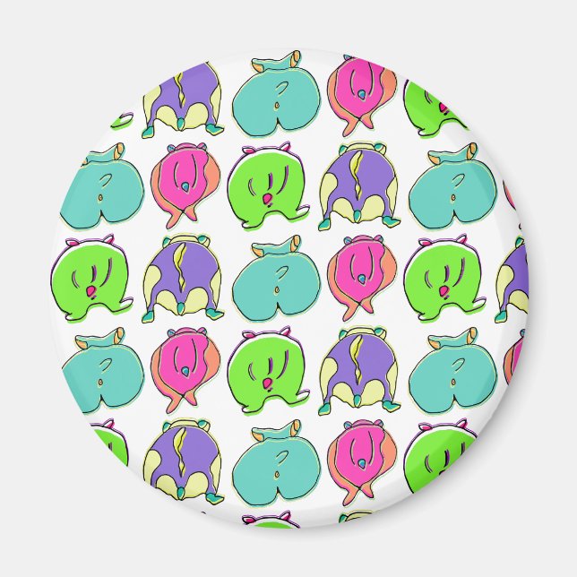 Colourful Hamster Butts Pattern Magnet (Front)