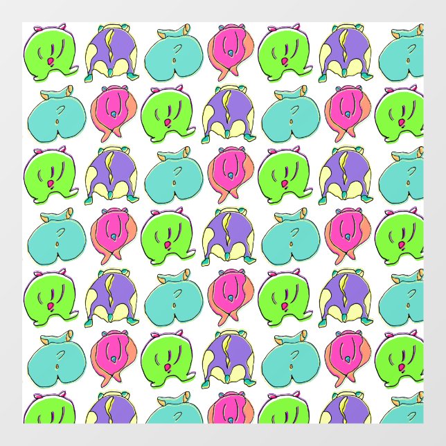 Colourful Hamster Butts Pattern Window Cling (Sheet)