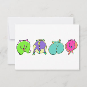 Colourful Hamster Butts Thank You Card