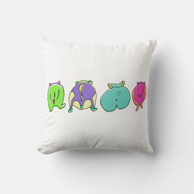 Colourful Hamster Butts Throw Pillow (Front)