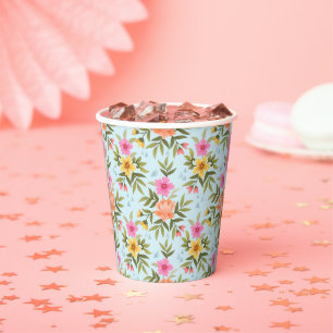 Colourful Hand Draw Flowers Paper Cups