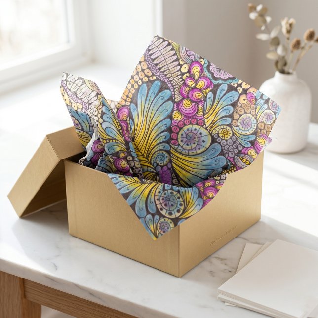Colourful Hand-Drawn Abstract Doodle Swirl Pattern Tissue Paper (Creator Uploaded)